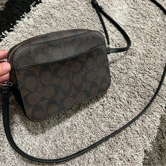 Coach Mini Camera Bag In Signature Canvas. EUC. 71/4" (L) × 5 1/4' (H) × 2" (H) - Picture 8 of 12